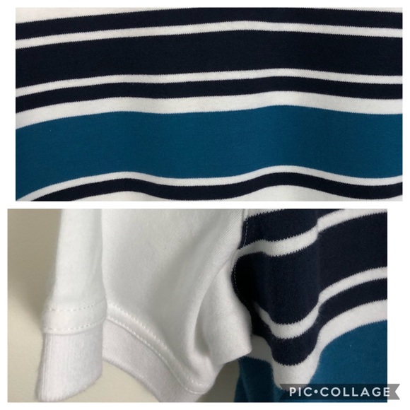 Denver Hayes Polo White/Blue Striped Golf Shirts - Picture 4 of 8